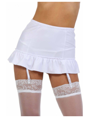 9314-WH Suspender Miniskirt
