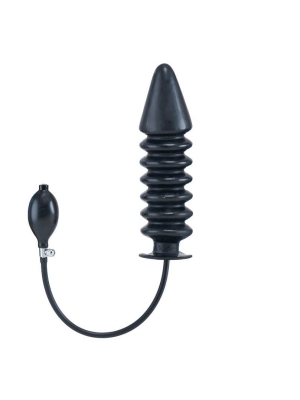 Inflatable Solid Ribbed Dildo - Black XL