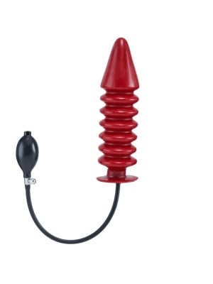 Inflatable Solid Ribbed Dildo - Red XL