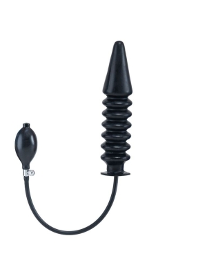 Inflatable Solid Ribbed Dildo - Black L