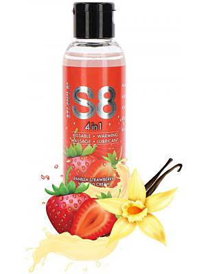 Φαγώσιμο Λάδι Μασάζ 4-in-1 Θερμαντικό Λιπαντικό Dessert Kissable Lubricant Strawberry 125ml - Stimul8