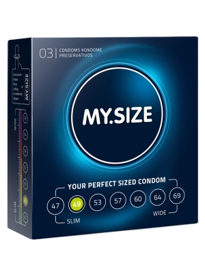 My Size 3 Pack Lubricated Condoms Transparent 49mm