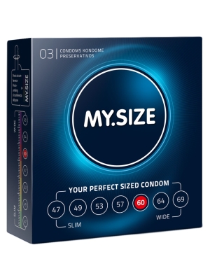 My Size 3 Pack Lubricated Condoms Transparent 60mm