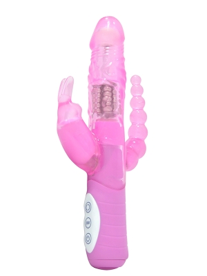 Seven Creations Dual Pleasure Slimline Rabbit Pink OS