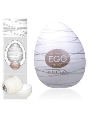 Λευκό Παιχνίδι Αυνανισμού Silky Egg Tenga