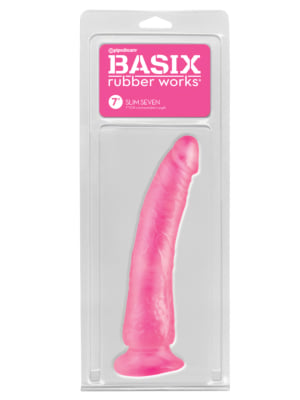 Basix Rubber Works Slim With Suction Cup 7in Pink