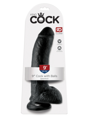 King Cock Cock with Balls 9 Inch - Black