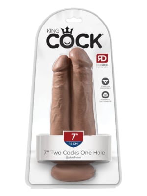 Pipedream King Cock 7 inch Two Cocks One Hole - Tan