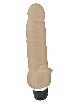 Seven Creations Silicone Classic Vibe With Clit Stim Flesh OS