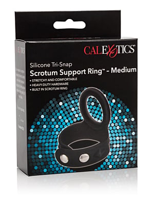 Δαχτυλίδι 3-Snap Scrotum Ring - Medium, Μαύρο, Σιλικόνη - CalExotics