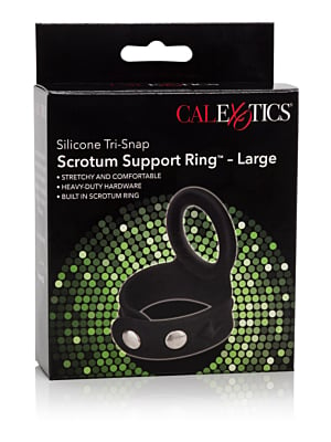 Δαχτυλίδι CalExotics 3-Snap Scrotum Ring - Large Μαύρο Σιλικόνη