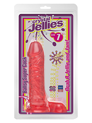 Ρεαλιστικό Ομοίωμα Πέους Crystal Jellies Ballsy Super Cock 17.5 cm (Ροζ) - Doc Johnson