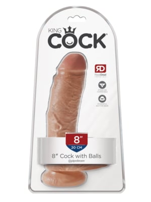 Pipedream King Cock Cock with Balls 8 Inch - Tan