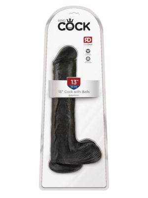 King Cock 33cm With Balls - Black
