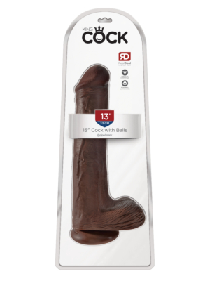King Cock 33cm With Balls - Brown