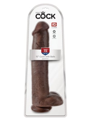 King Cock 15Inch With Balls - Brown