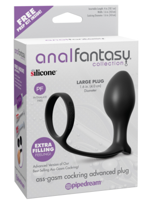 Pipedream Anal Fantasy Collection Ass-Gasm Cock Ring Advanced Plug Black