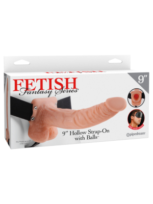 9 Inch Hollow Strap-On with Balls - Fetish Fantasy