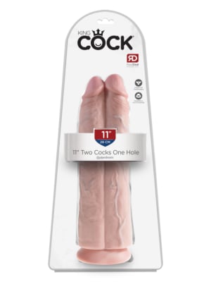 King Cock 11 - Two Cocks One Hole - Skin Colour 28cm