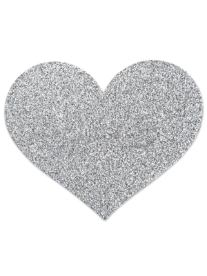 Flash Heart Nipple Stickers - Silver