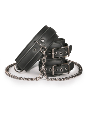 Leather Collar With Handcuffs
