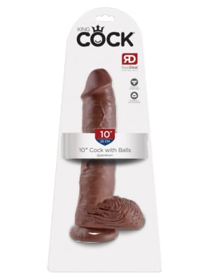 XXL Realistic King Cock 10 Inch Cock With Balls - Brown