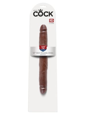 King Cock 12 Inch Slim Double Dildo - Brown