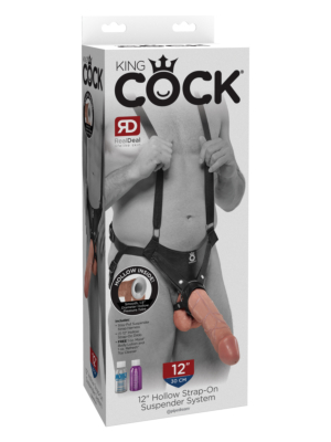 King Cock  12" Hollow Strap-On  Suspender System