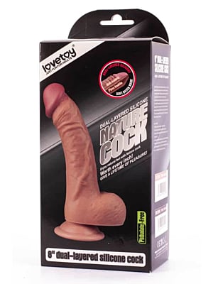 Dual-Layered Silicone 8 inch Dildo Brown