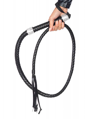 Rhinestone Handle Whip, black, O/S