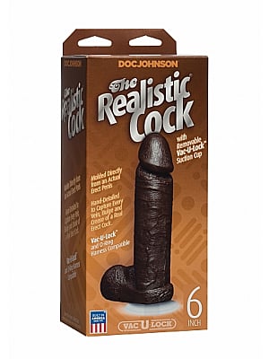 The Realistic Cock - Vac-U-Lock Suction Cup - 6 Inch - Chocolate