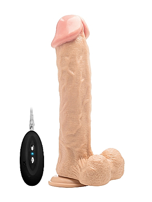 "Vibrating Realistic Cock - 11"" - With Scrotum - Skin"