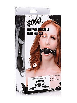 Interchangeable Silicone Ball Gag Set - Black