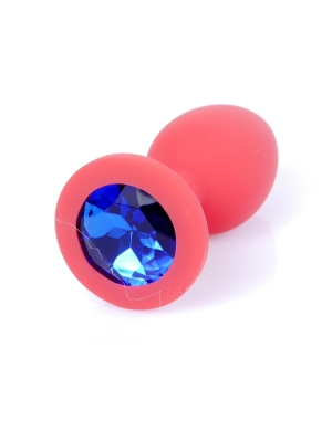 Plug-Jewelery Red Silicon PLUG Small- Blue Diamond