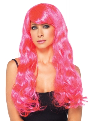 Neon Star Long Wavy Wig Pink