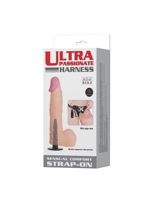 Strap-On, PU Strap, Vibrate, TPR Material, Dildo Color: Flesh 2AA Batteries