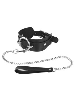 ADJUSTABLE BLACK COLLAR WITH RING AND STRAP
