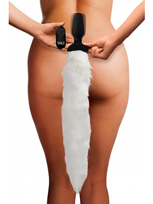 Vibrating Anal Plug With Fox Tail - White