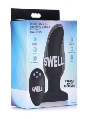 Swell 10X Curved Butt Plug (Remote Control) - Δονούμενη Φουσκωτή Πρωκτική Σφήνα 