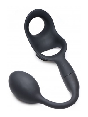 Alpha Pro 10X P-Bomb Silicone Cock and Ball Ring with Anal Plug - Rechargeable