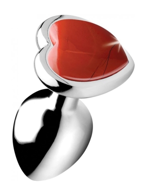 Μικρή Πρωκτική Σφήνα με Πετράδι Red Jasper Heart Gemstone - XR Brands