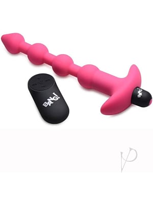 Vibrating Silicone Anal Beads & Remote Control - Pink