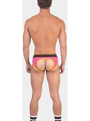 Backless Brief Wild Candy Pink-Black-Yellow