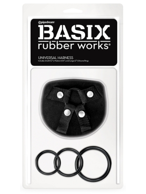 Ζώνη στραπόν με δαχτυλίδια πέους Basix Universal Strap-on Harness 