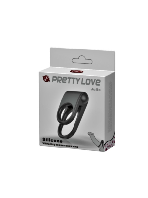 Δονούμενο Δαχτυλίδι Πέους Σιλικόνης Teaser Cock Ring Julie (Μαύρο) - Pretty Love