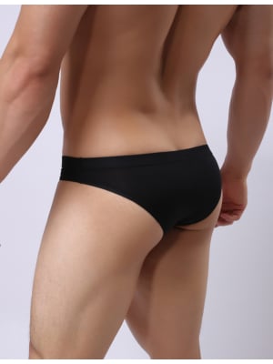 Black Sexy Hollow-Cut Ice Silk Men's Brief