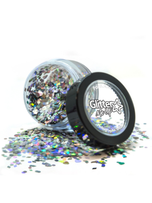 Holographic Loose Glitter Shapes - silver