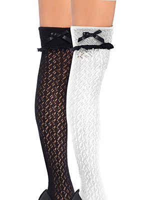 Crocheted Over The Knee Socks Black