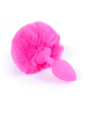 Butt Plug Silicon Bunny Tail - Pink Pom Pom