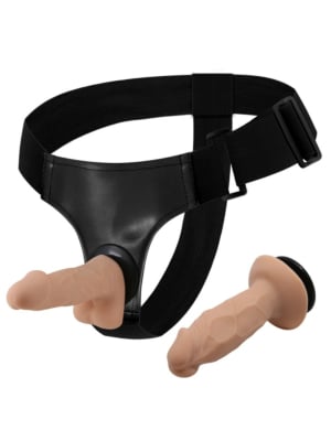 Strap-On, PU&Plastic Strap ,Double mini TPR Dildos